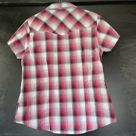 Cumberland Outfitters Women's Shirt Pearl Snap Western Pink Plaid sz Large SS - Picture 6 of 6